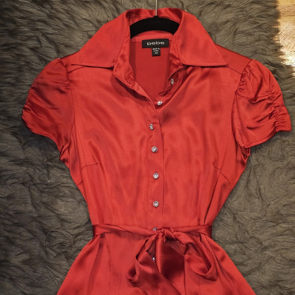 Bebe red blouse. - Picture 3 of 3